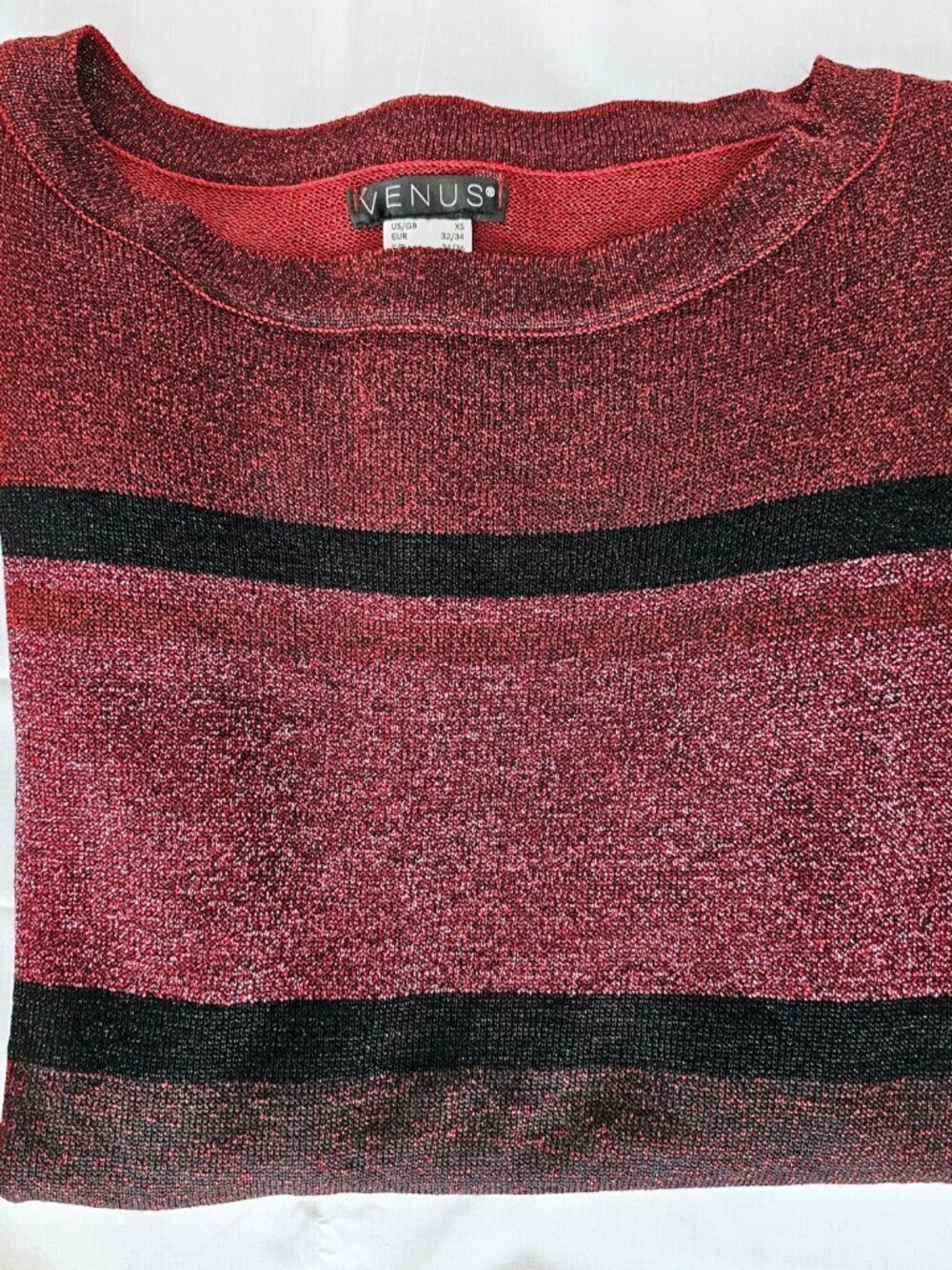 ✨Like New✨ Venus Long-Sleeved Striped Shimmer Lightweight Sweater, Size XS - Picture 7 of 9